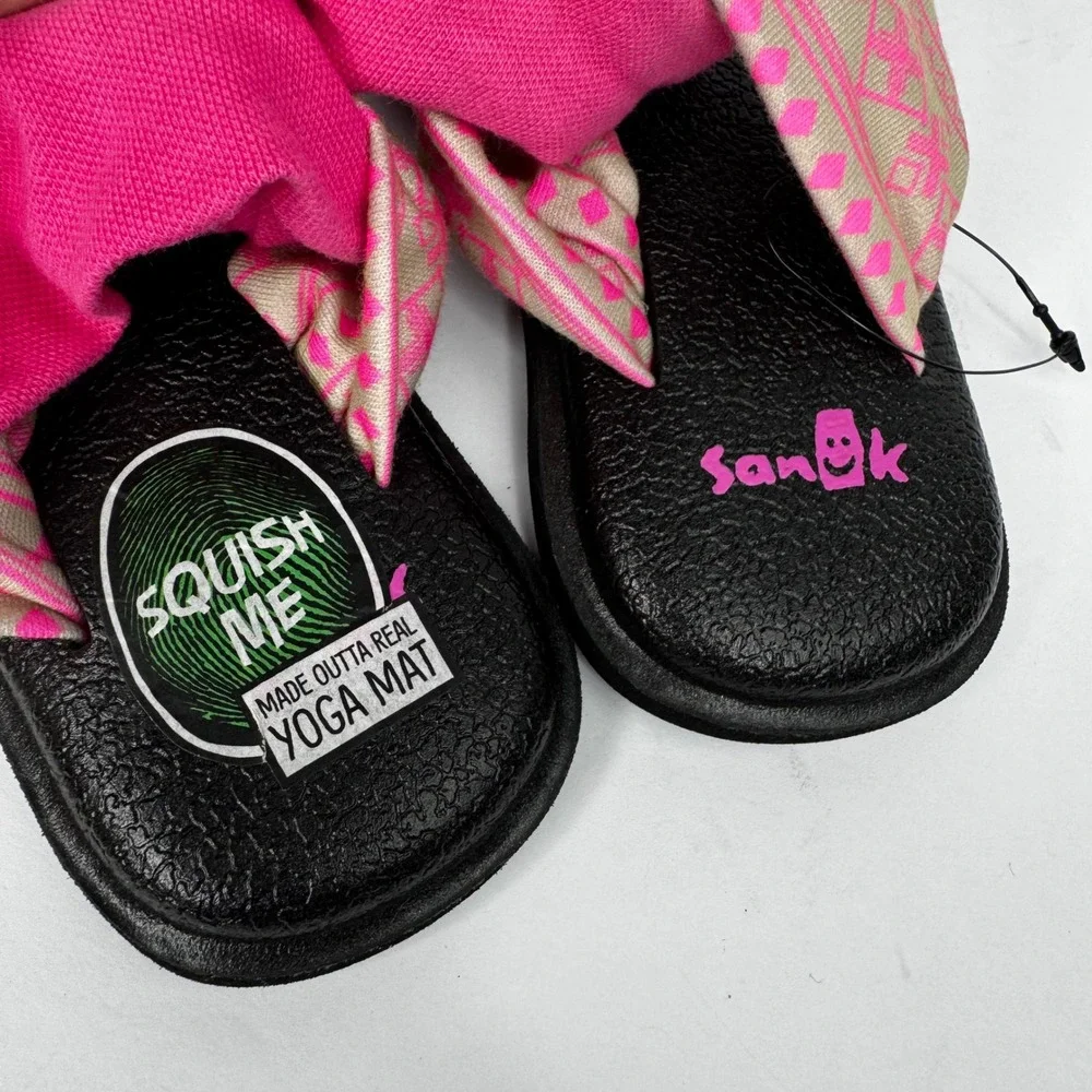 Sanuk Yoga Sling 2 Toddler Sz 9/10 Sandal Black Pink Pattern Made Outta Yoga Mat